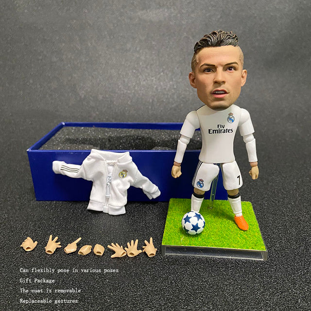 Football Star Action Figures - CR7, Messi, Neymar, Mbappé - 12-15cm Altura - Mini Bonecas de Futebol