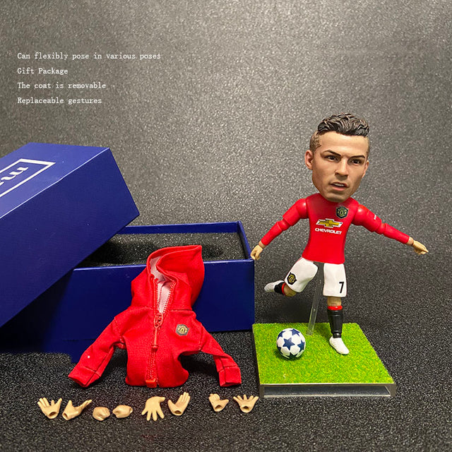 Football Star Action Figures - CR7, Messi, Neymar, Mbappé - 12-15cm Altura - Mini Bonecas de Futebol