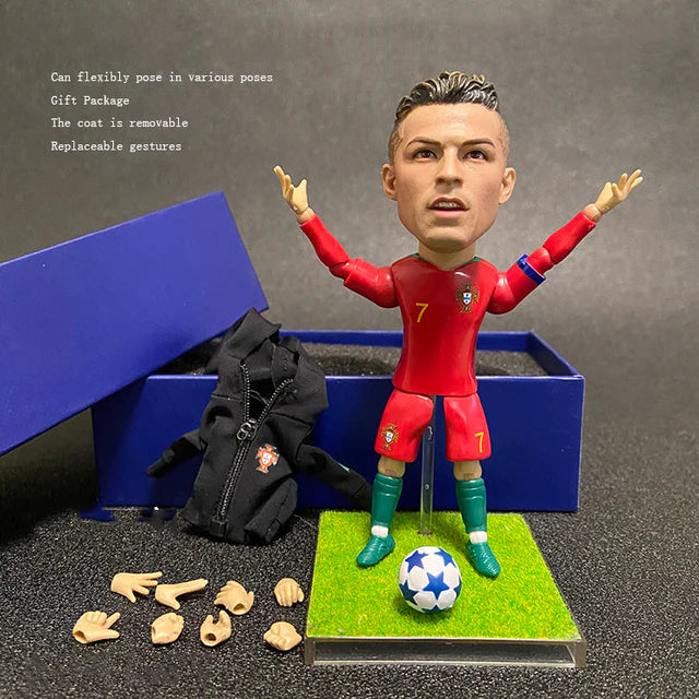 Football Star Action Figures - CR7, Messi, Neymar, Mbappé - 12-15cm Altura - Mini Bonecas de Futebol