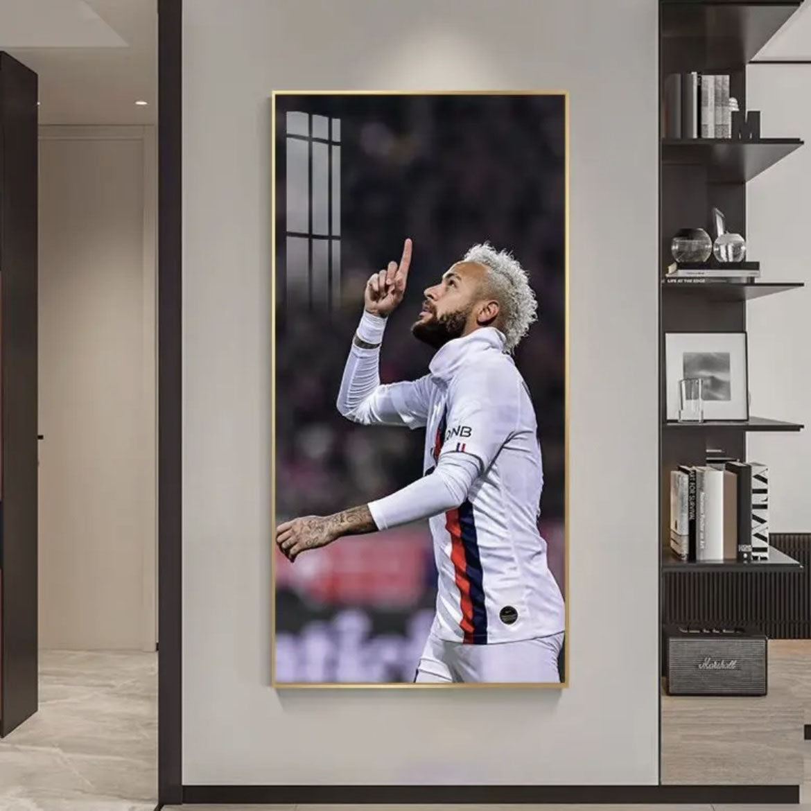 Neymar Jr. Vertical 1:2 WallArt - Crystal Porcelain Painting - Aluminum Frame