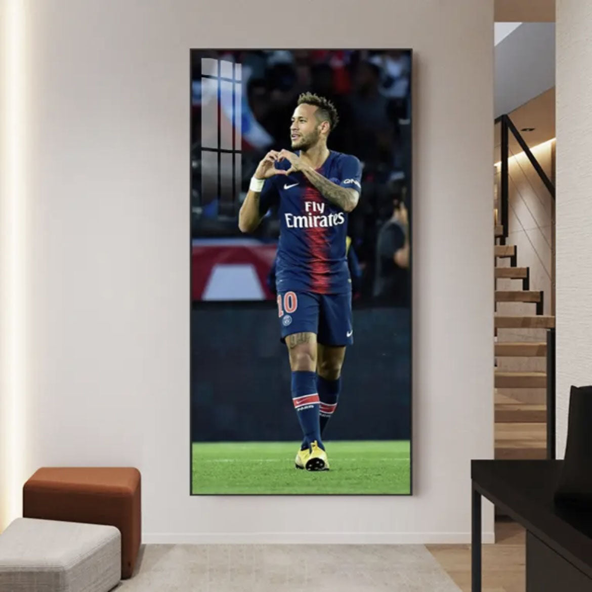 Neymar Jr. Vertical 1:2 WallArt - Crystal Porcelain Painting - Aluminum Frame
