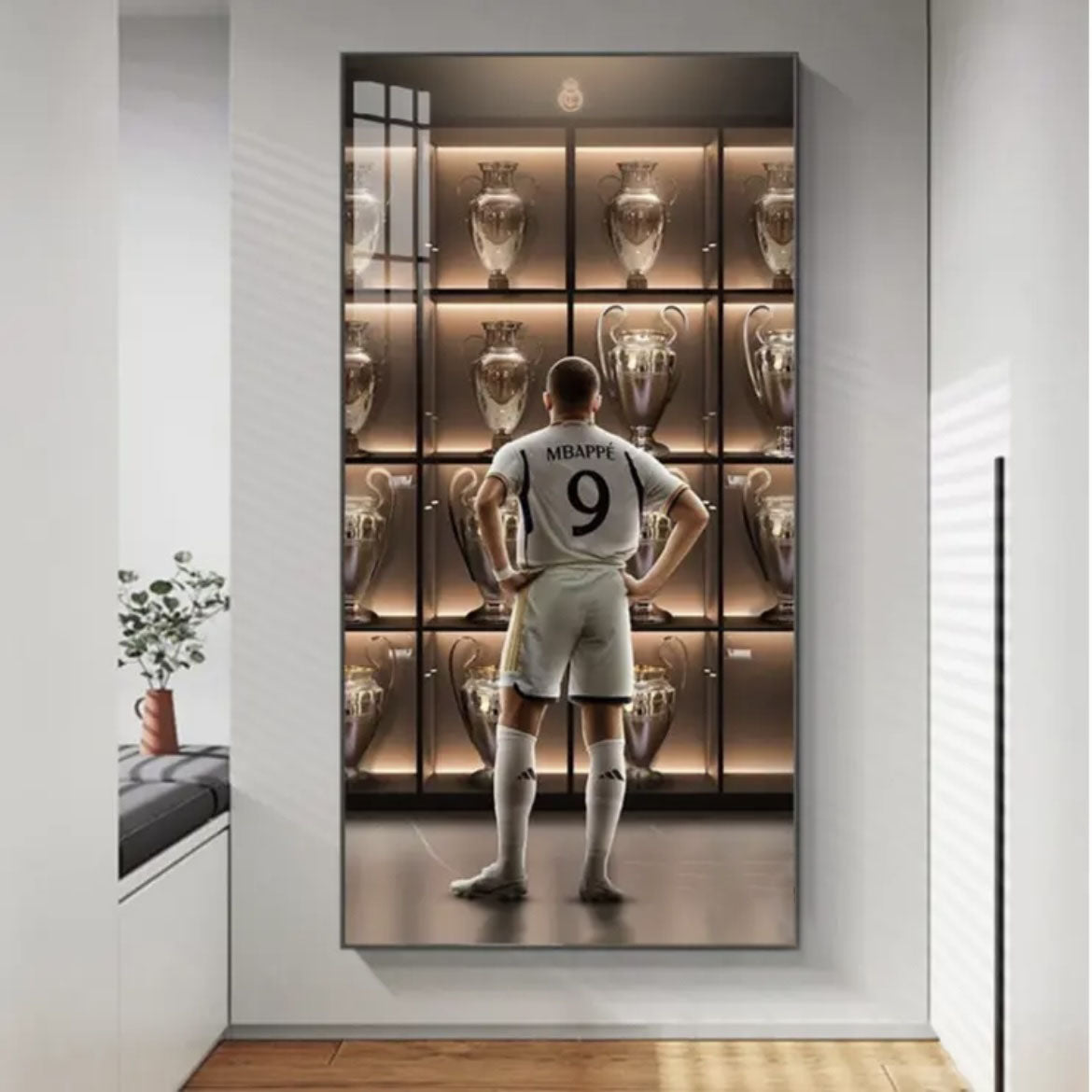 Kylian Mbappé - Vertical 1:2 WallArt - Crystal Porcelain Painting - Aluminum Frame