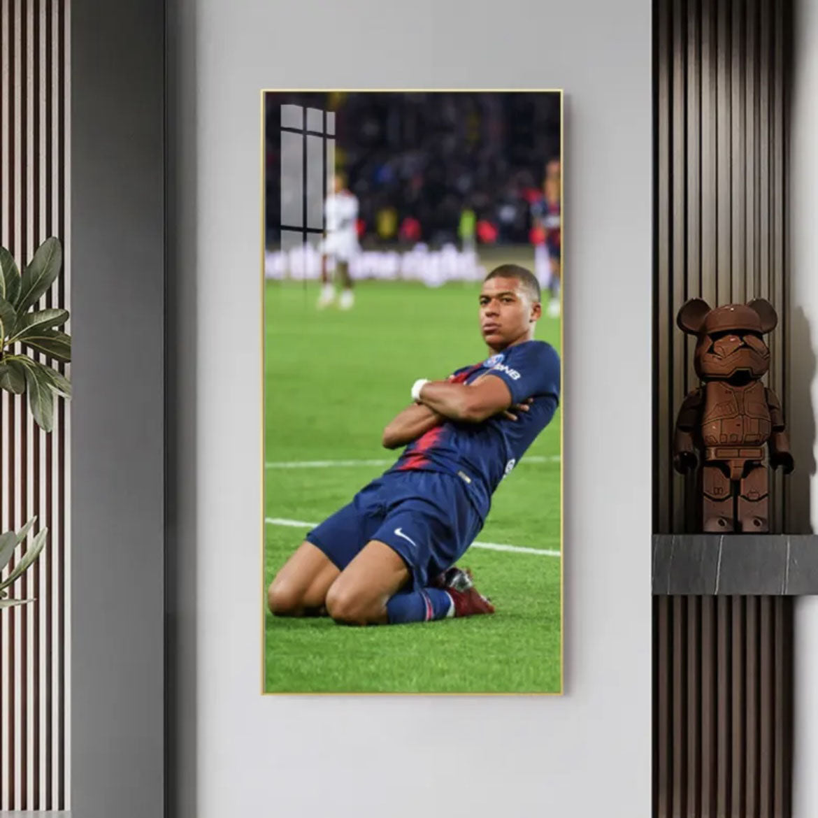 Kylian Mbappé - Vertical 1:2 WallArt - Crystal Porcelain Painting - Aluminum Frame
