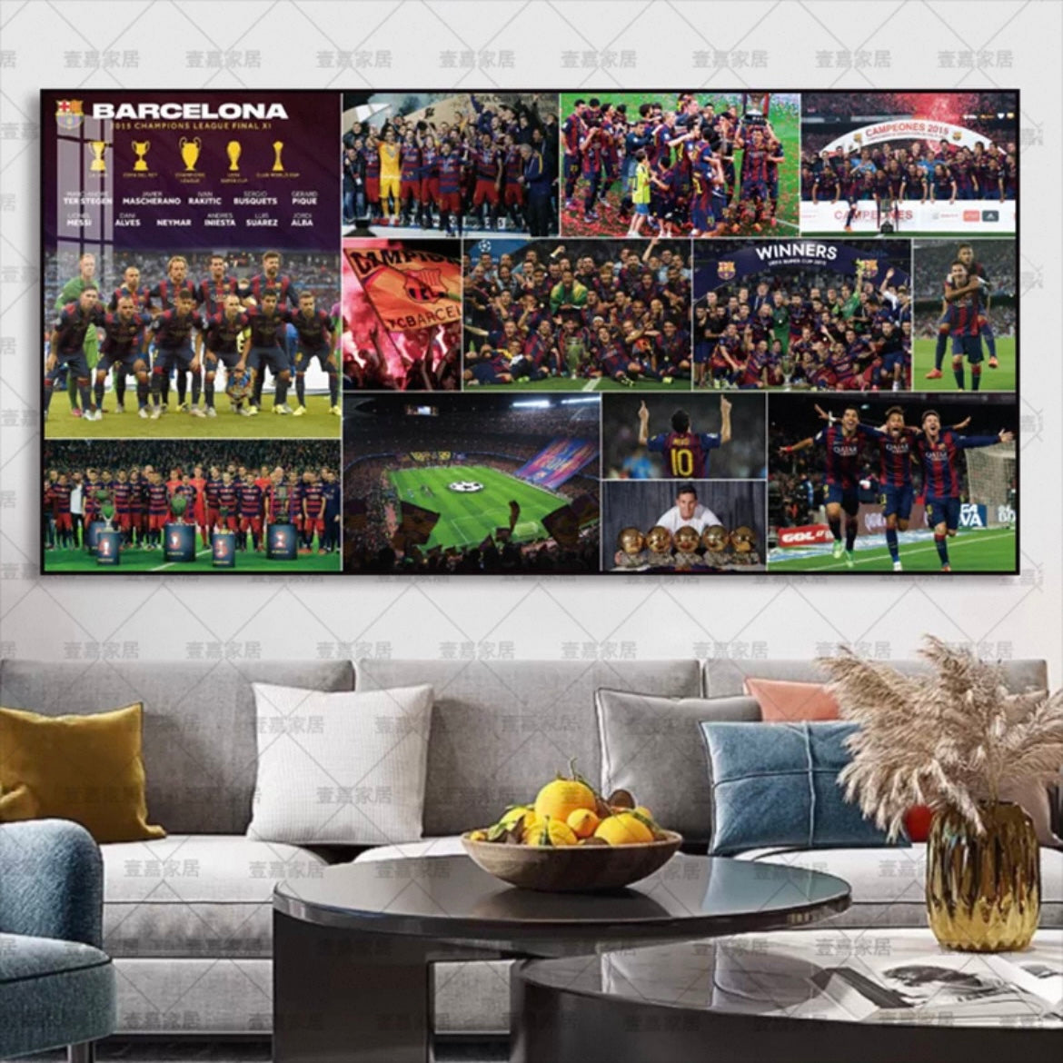 Real Madrid - Barcelona - Manchester City - Manchester United - Arsenal Horizontal 2:1 WallArt