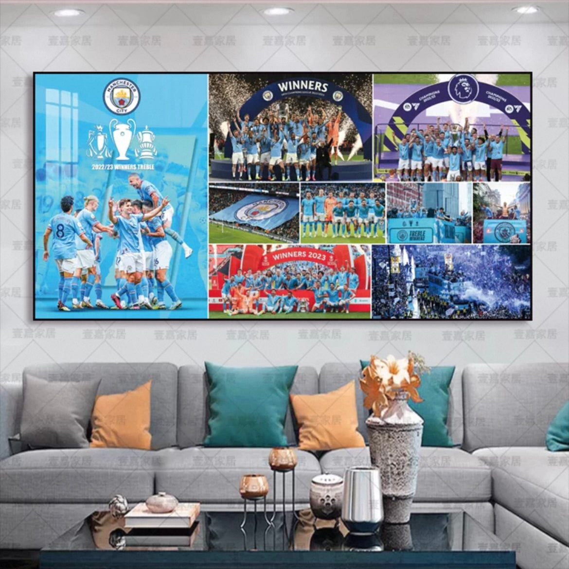 Real Madrid - Barcelona - Manchester City - Manchester United - Arsenal Horizontal 2:1 WallArt