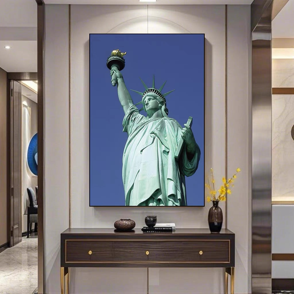 Statue Of Liberty 🗽 Vertical 2:3 WallArt - Crystal Porcelain Painting - Aluminum Frame