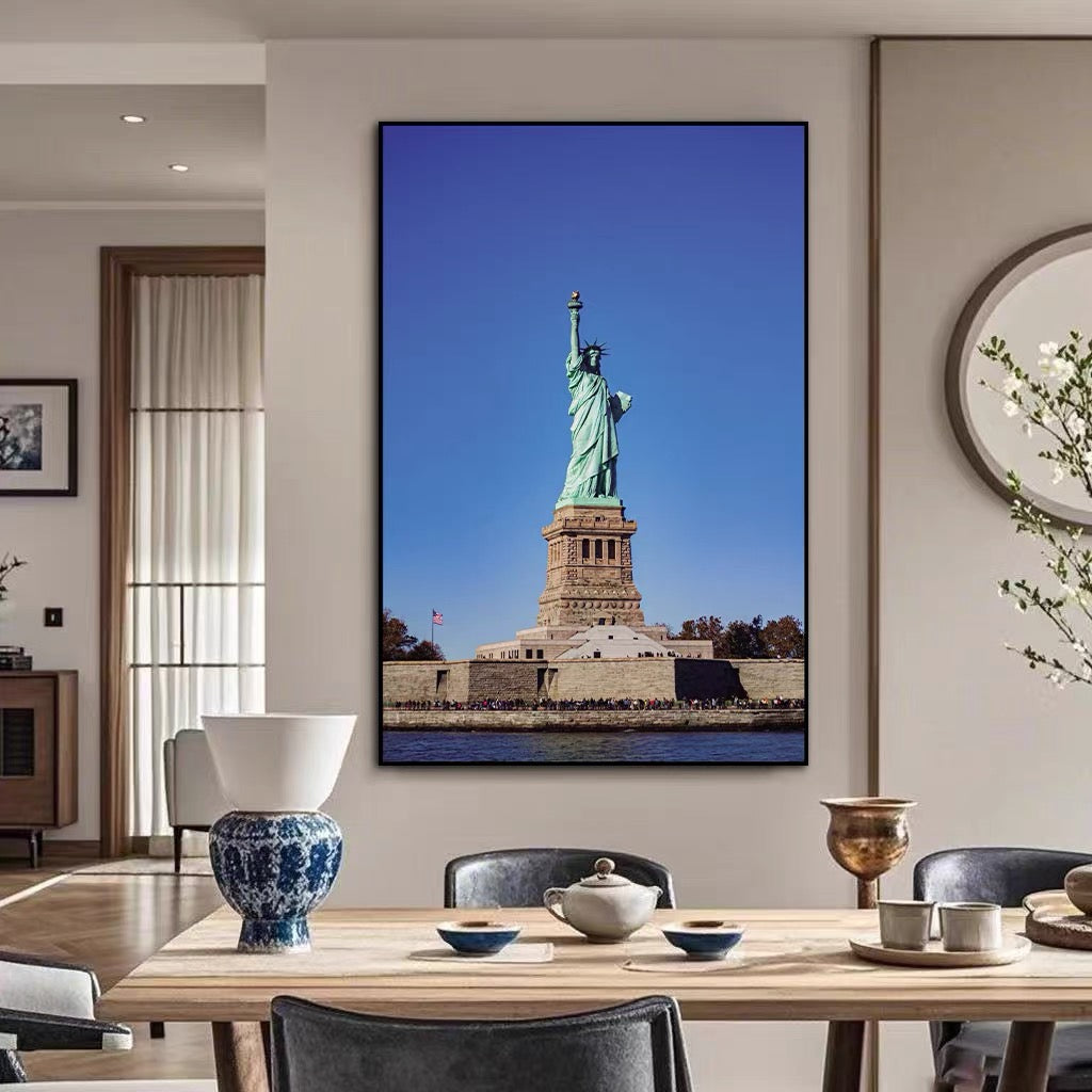 Statue Of Liberty 🗽 Vertical 2:3 WallArt - Crystal Porcelain Painting - Aluminum Frame