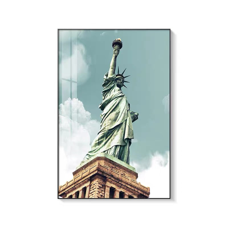 Statue Of Liberty 🗽 Vertical 2:3 WallArt - Crystal Porcelain Painting - Aluminum Frame