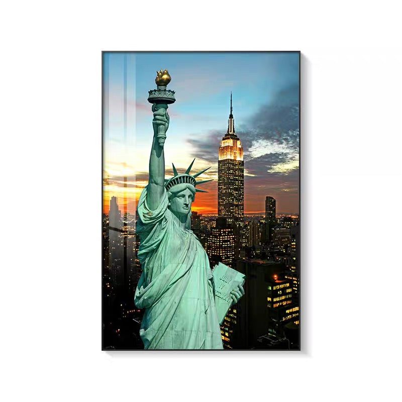 Statue Of Liberty 🗽 Vertical 2:3 WallArt - Crystal Porcelain Painting - Aluminum Frame