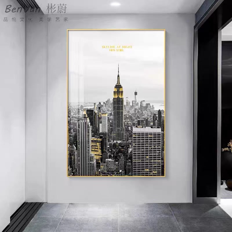 City Architecture 🏙️ Vertical 2:3 WallArt - Crystal Porcelain Painting - Aluminum Frame