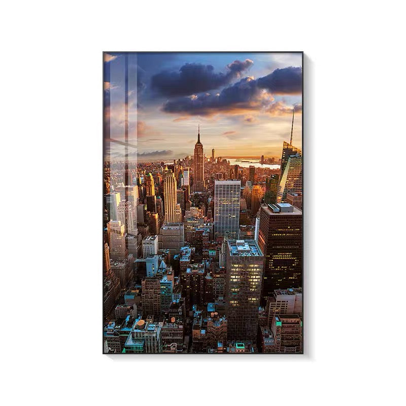 City Architecture 🏙️ Vertical 2:3 WallArt - Crystal Porcelain Painting - Aluminum Frame