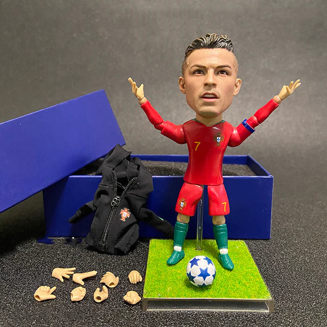 Football Star Action Figures - CR7, Messi, Neymar, Mbappé - 12-15cm Altura - Mini Bonecas de Futebol