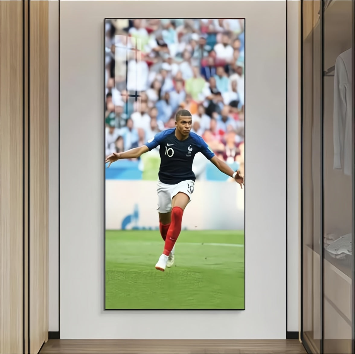 Kylian Mbappé - Vertical 1:2 WallArt - Crystal Porcelain Painting - Aluminum Frame