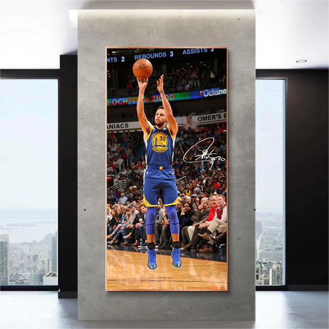 Stephen Curry - Vertical 1:2 WallArt - Crystal Porcelain Painting - Aluminum Frame