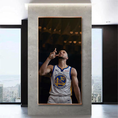 Stephen Curry - Vertical 1:2 WallArt - Crystal Porcelain Painting - Aluminum Frame