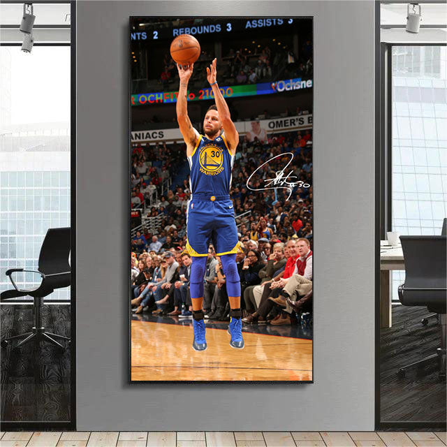 Stephen Curry - Vertical 1:2 WallArt - Crystal Porcelain Painting - Aluminum Frame