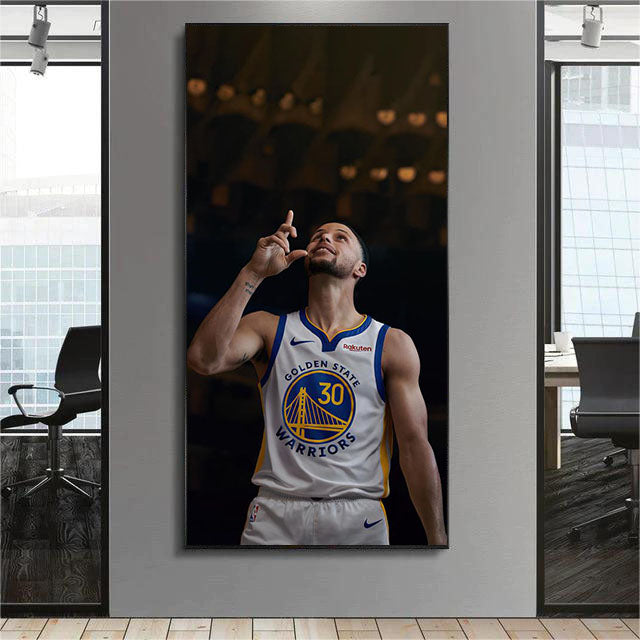 Stephen Curry - Vertical 1:2 WallArt - Crystal Porcelain Painting - Aluminum Frame