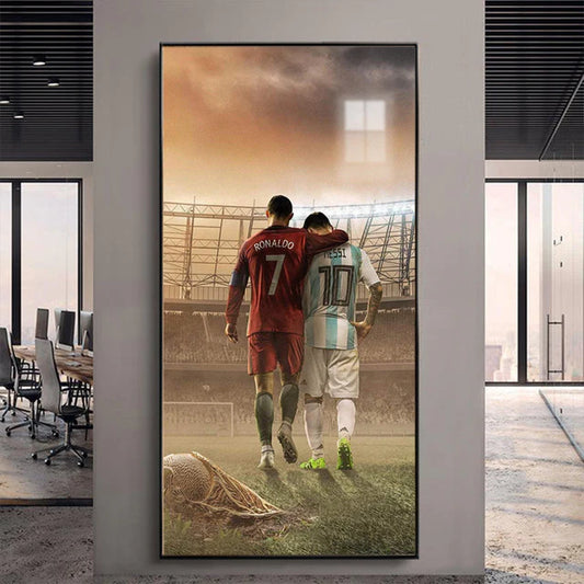 LIONEL MESSI AND CRISTIANO RONALDO Vertical 1:2 WallArt