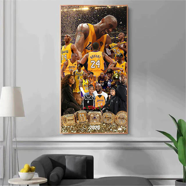 Kobe Bryant 🐍 Gigi - Vertical 1:2 WallArt - Crystal Porcelain Painting - Aluminum Frame