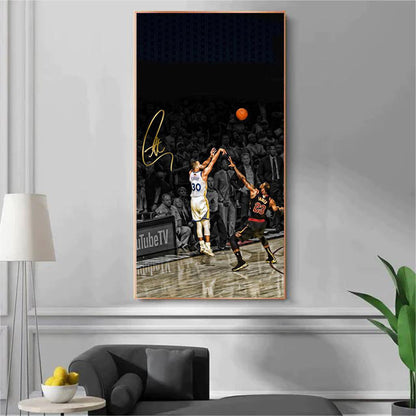 Stephen Curry - Vertical 1:2 WallArt - Crystal Porcelain Painting - Aluminum Frame