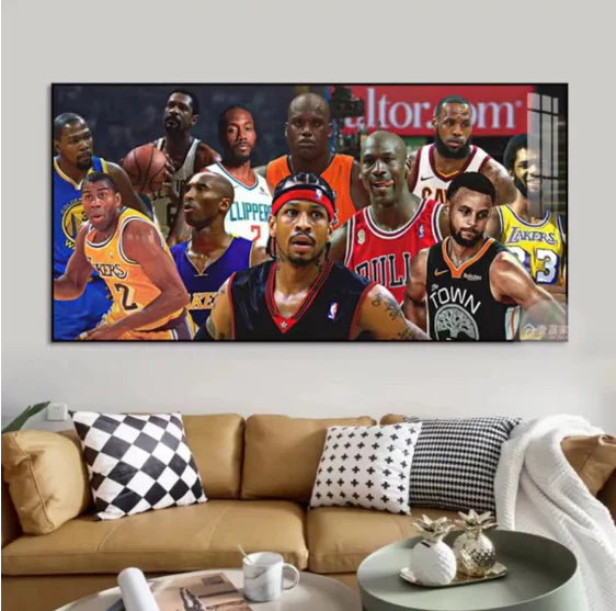 【NBA All-Time All-Stars】Horizontal 2:1 WallArt - Crystal Porcelain Painting - Aluminum Frame