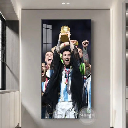 Lionel Messi 2022 World Cup - Vertical 1:2 WallArt - Crystal Porcelain Painting - Aluminum Frame