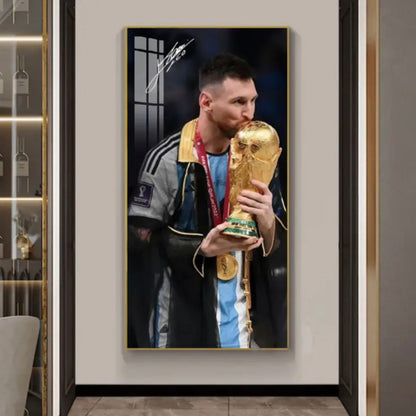 Lionel Messi 2022 World Cup - Vertical 1:2 WallArt - Crystal Porcelain Painting - Aluminum Frame