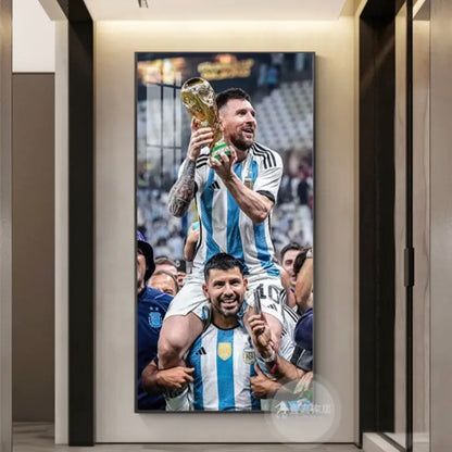 Lionel Messi 2022 World Cup - Vertical 1:2 WallArt - Crystal Porcelain Painting - Aluminum Frame