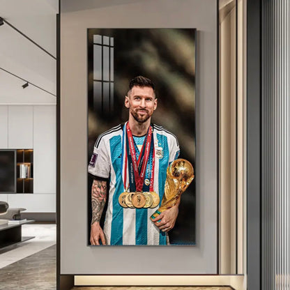 Lionel Messi 2022 World Cup - Vertical 1:2 WallArt - Crystal Porcelain Painting - Aluminum Frame