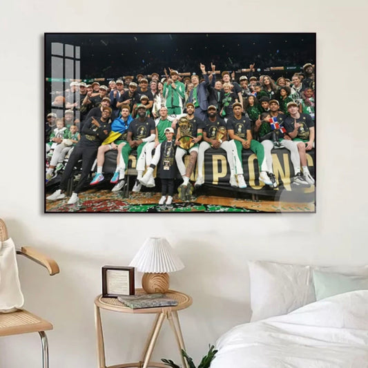 2024 Celtics Championship Wall Art - Crystal Porcelain Painting - Aluminum Frame