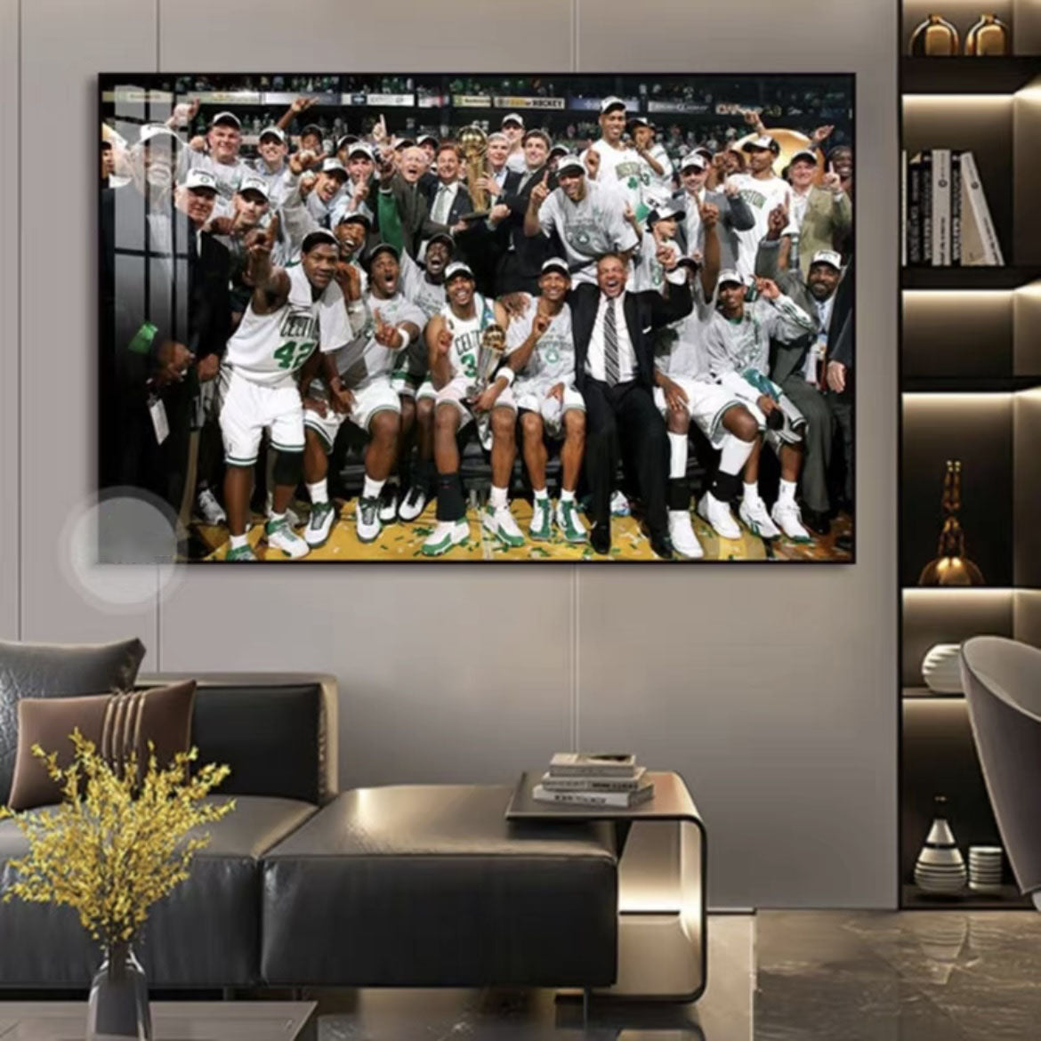 2024 Celtics Championship Wall Art - Crystal Porcelain Painting - Aluminum Frame