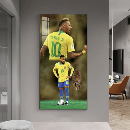 Neymar Jr. Vertical 1:2 WallArt - Crystal Porcelain Painting - Aluminum Frame