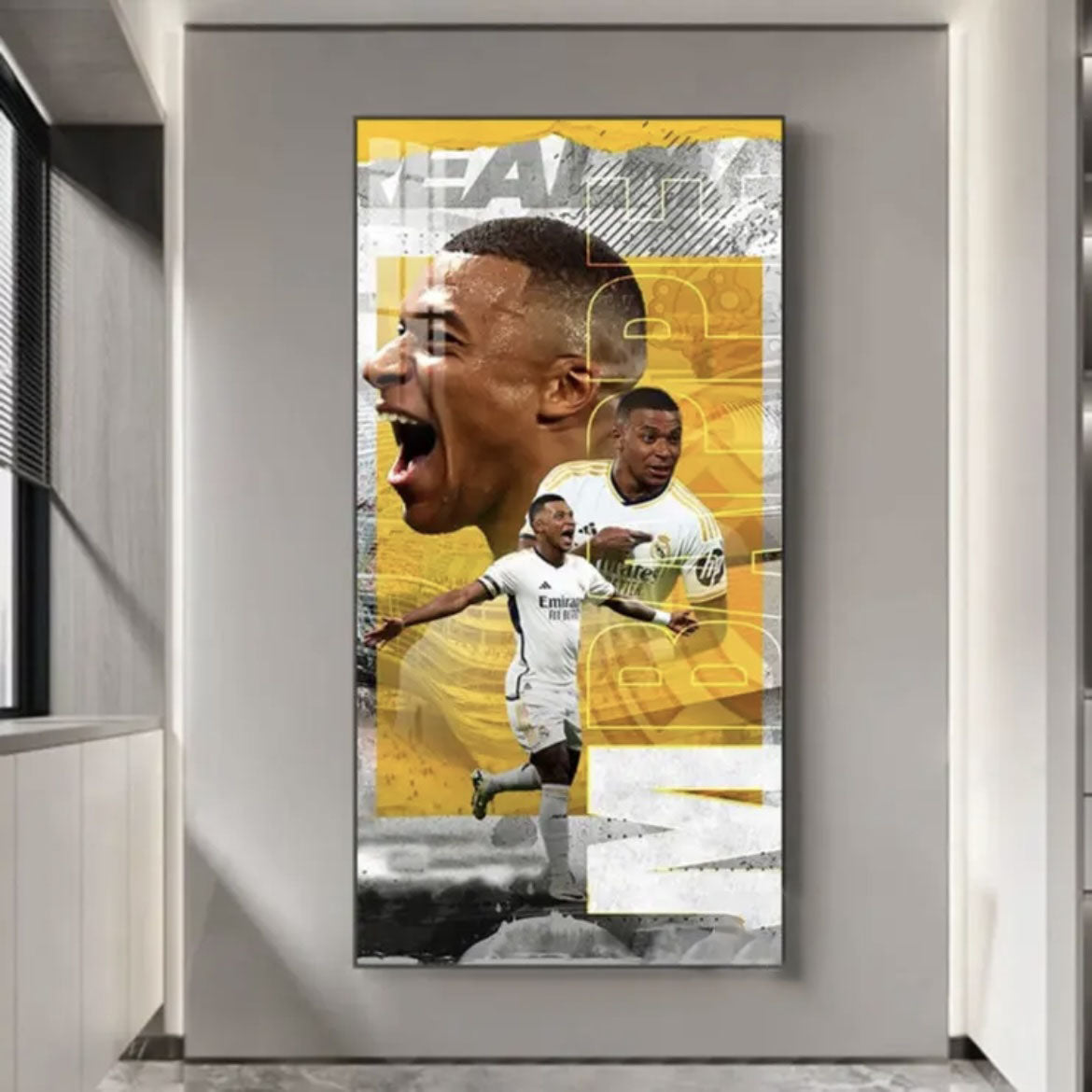 Kylian Mbappé - Vertical 1:2 WallArt - Crystal Porcelain Painting - Aluminum Frame