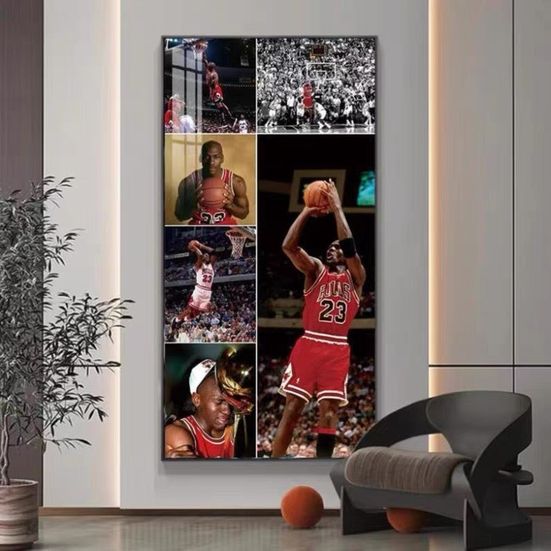 Michael Jordan🐐 Vertical 1:2 WallArt - Crystal Porcelain Painting - Aluminum Frame