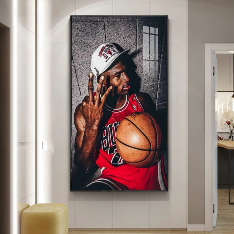 Michael Jordan🐐 Vertical 1:2 WallArt - Crystal Porcelain Painting - Aluminum Frame