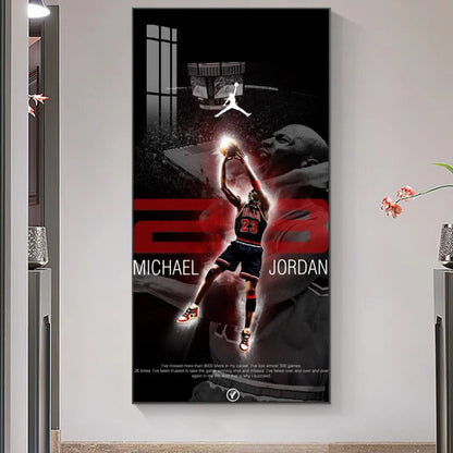 Michael Jordan🐐 Vertical 1:2 WallArt - Crystal Porcelain Painting - Aluminum Frame