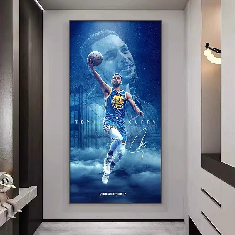 Stephen Curry - Vertical 1:2 WallArt - Crystal Porcelain Painting - Aluminum Frame