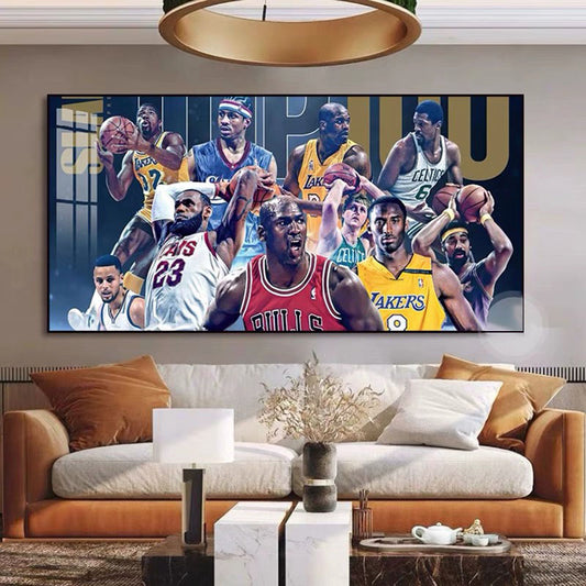 【NBA All-Time All-Stars】Horizontal 2:1 WallArt - Crystal Porcelain Painting - Aluminum Frame