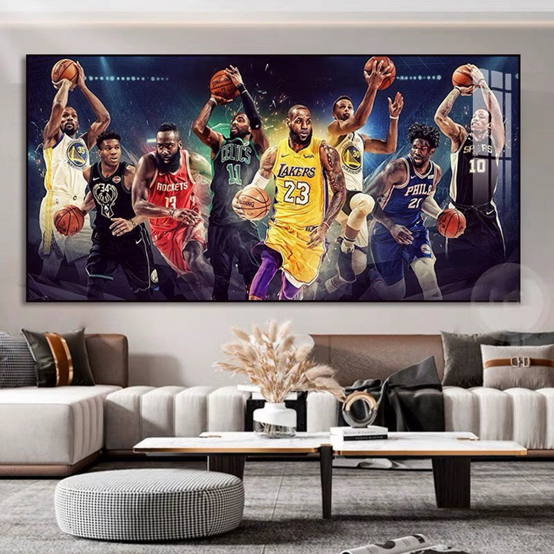 【NBA All-Time All-Stars】Horizontal 2:1 WallArt - Crystal Porcelain Painting - Aluminum Frame