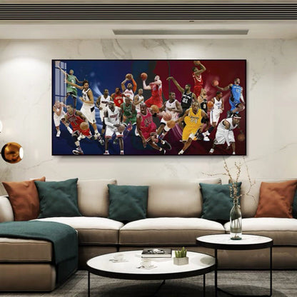 【NBA All-Time All-Stars】Horizontal 2:1 WallArt - Crystal Porcelain Painting - Aluminum Frame