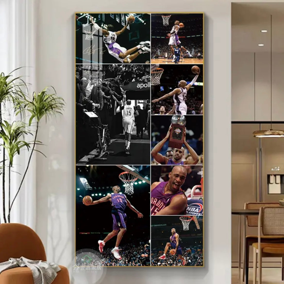 Vince Carter - Vertical 1:2 WallArt - Crystal Porcelain Painting - Aluminum Frame