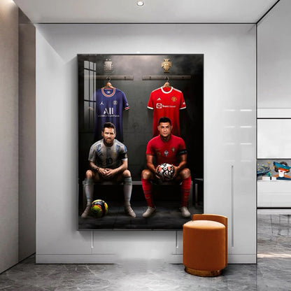 ART MURAL LIONEL MESSI ET CRISTIANO RONALD