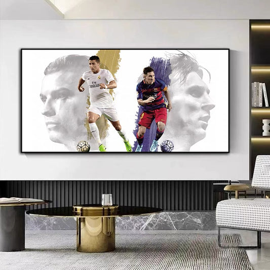 CRISTIANO RONALDO And LIONEL MESSI - Horizontal 2:1 WallArt