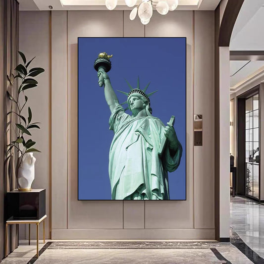 Statue Of Liberty 🗽 Vertical 2:3 WallArt - Crystal Porcelain Painting - Aluminum Frame