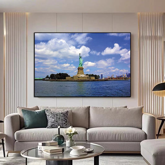 Statue Of Liberty 🗽 Horizontal 3:2 WallArt - Crystal Porcelain Painting - Aluminum Frame