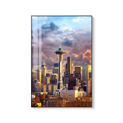 City Architecture 🏙️ Vertical 2:3 WallArt - Crystal Porcelain Painting - Aluminum Frame