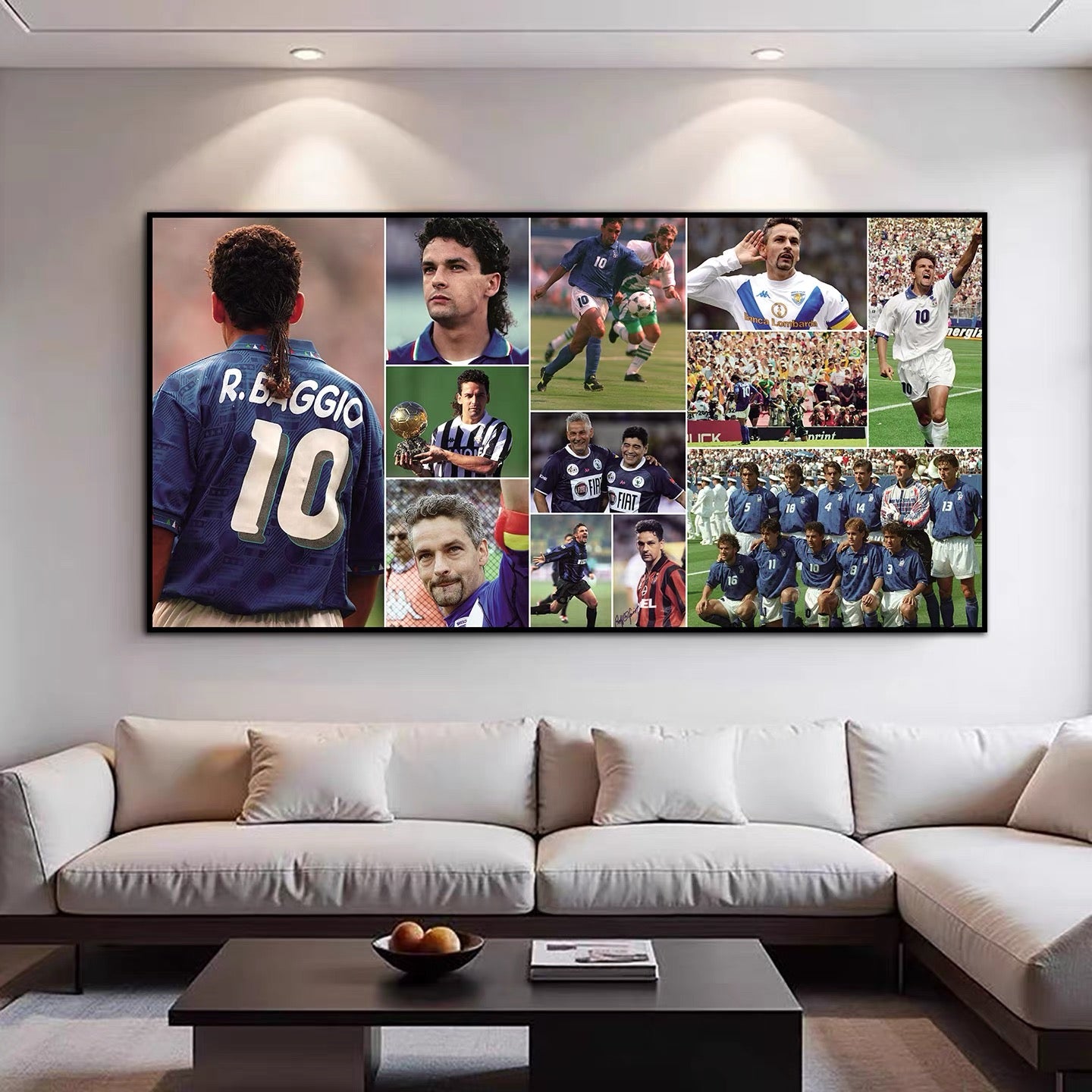 Roberto Baggio Football Wall Art – Italian Soccer Legend Poster for Bedroom & Sports Room Decor