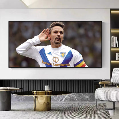 Roberto Baggio Football Wall Art – Italian Soccer Legend Poster for Bedroom & Sports Room Decor