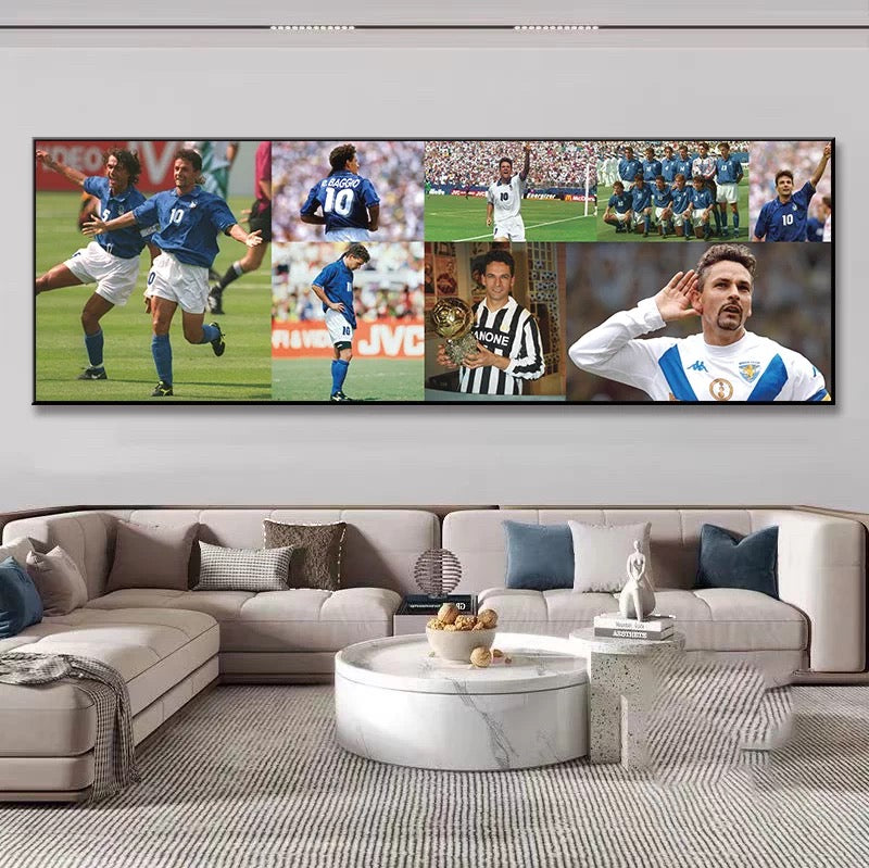 Roberto Baggio Football Wall Art – Legendary Italian Soccer Poster for Living Room & Bedroom Decor