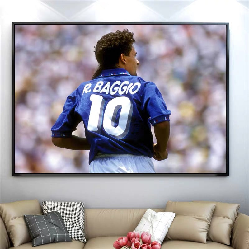 Roberto Baggio Football Wall Art – Italian Soccer Legend Poster for Living Room